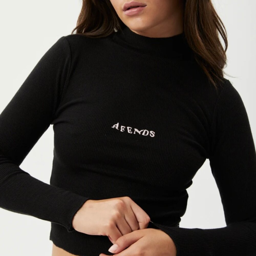 BNWT Afends - Daze Iconic - Women's Hemp Ribbed Fitted Long Sleeve Shirt Top